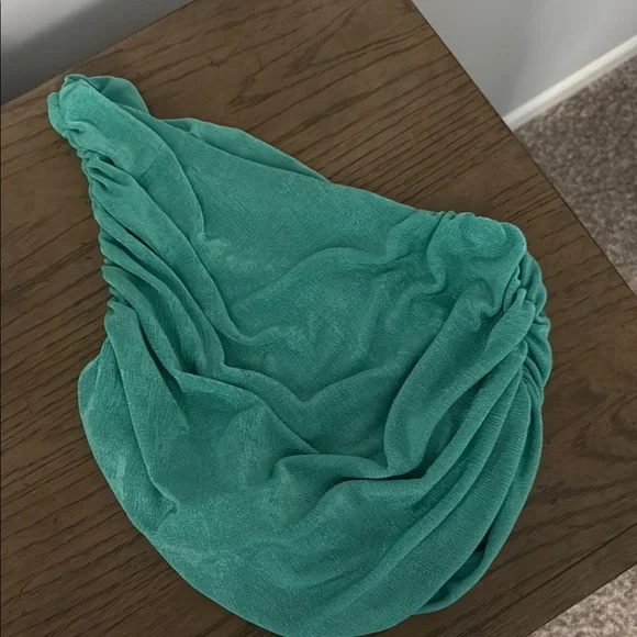 Green One Shoulder Rouched Tank - Picture 1 of 1